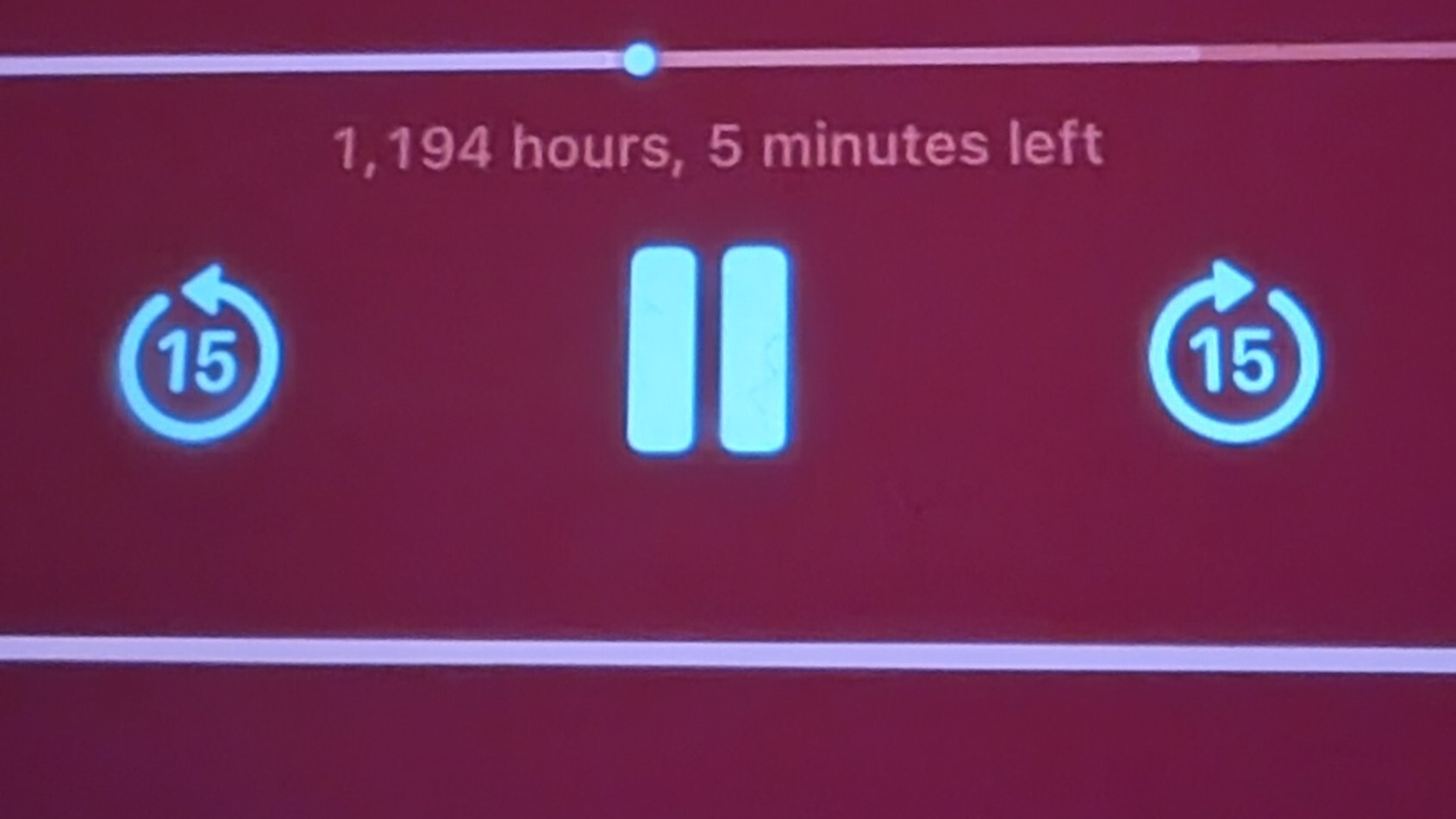 "1,194 hours, 1 minute left"