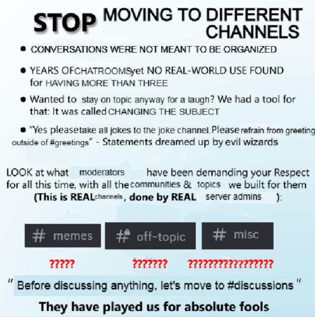 STOP MOVING TO DIFFERENT CHANNELS