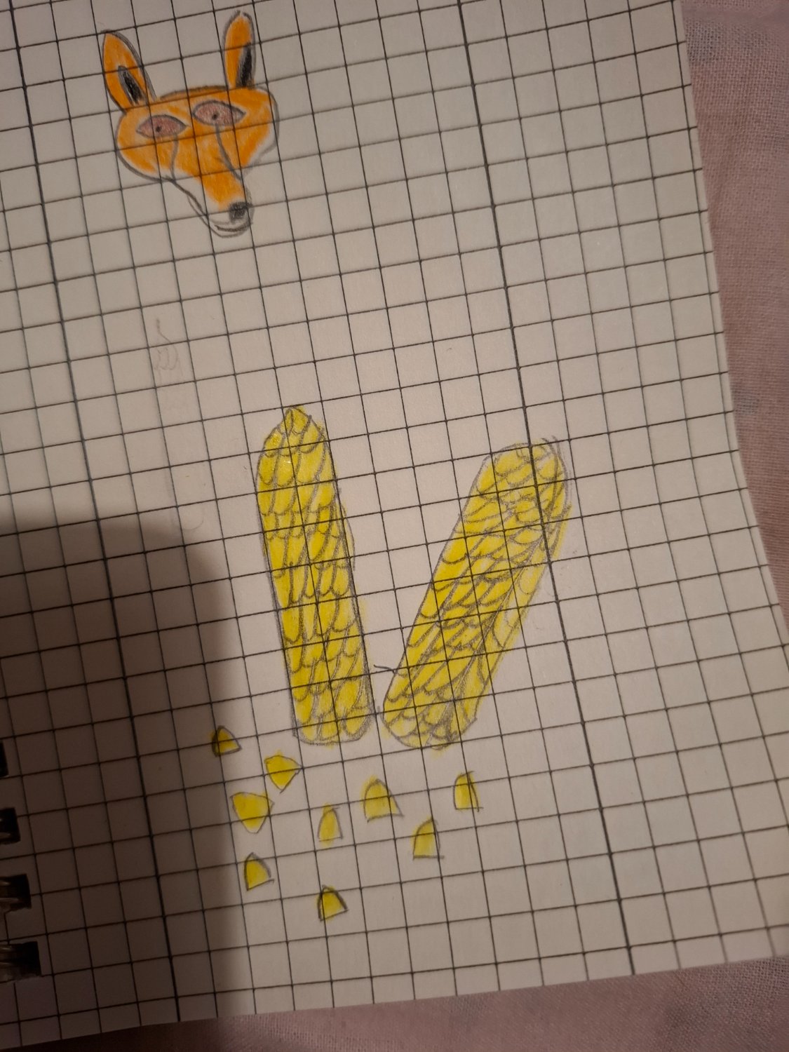 Failed attempt at drawing corn, and fox as bonus. 🦊🌽