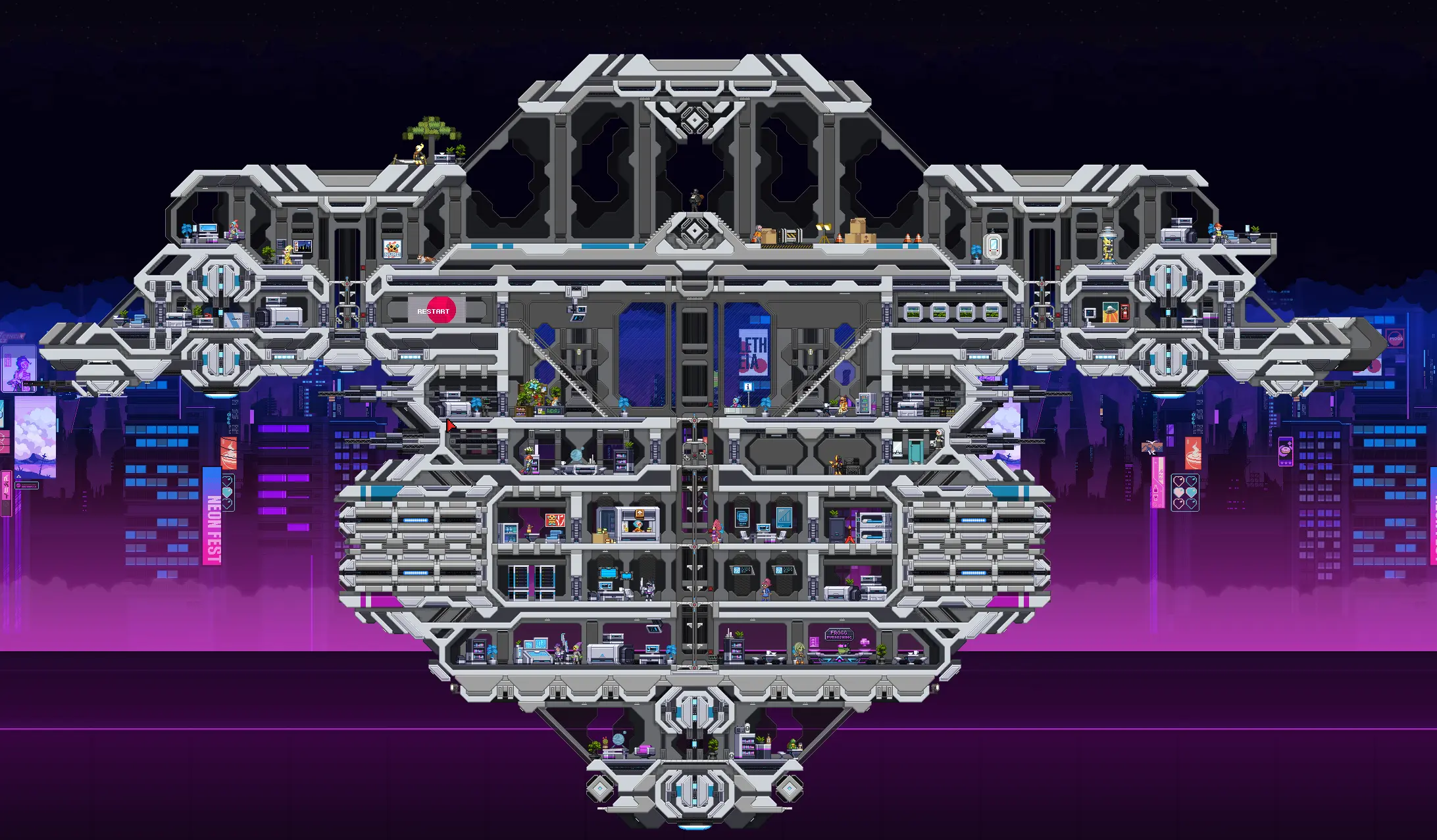 The image attached is a screenshot from our playthrough of Starbound, which shows a intricate station hovering above a massive city-planet.